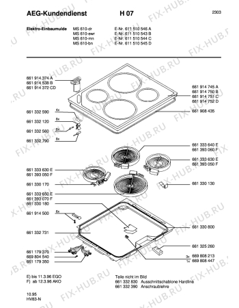 Схема №1 COMPETENCE MS 610BN с изображением Поверхность для плиты (духовки) Aeg 8996619147516